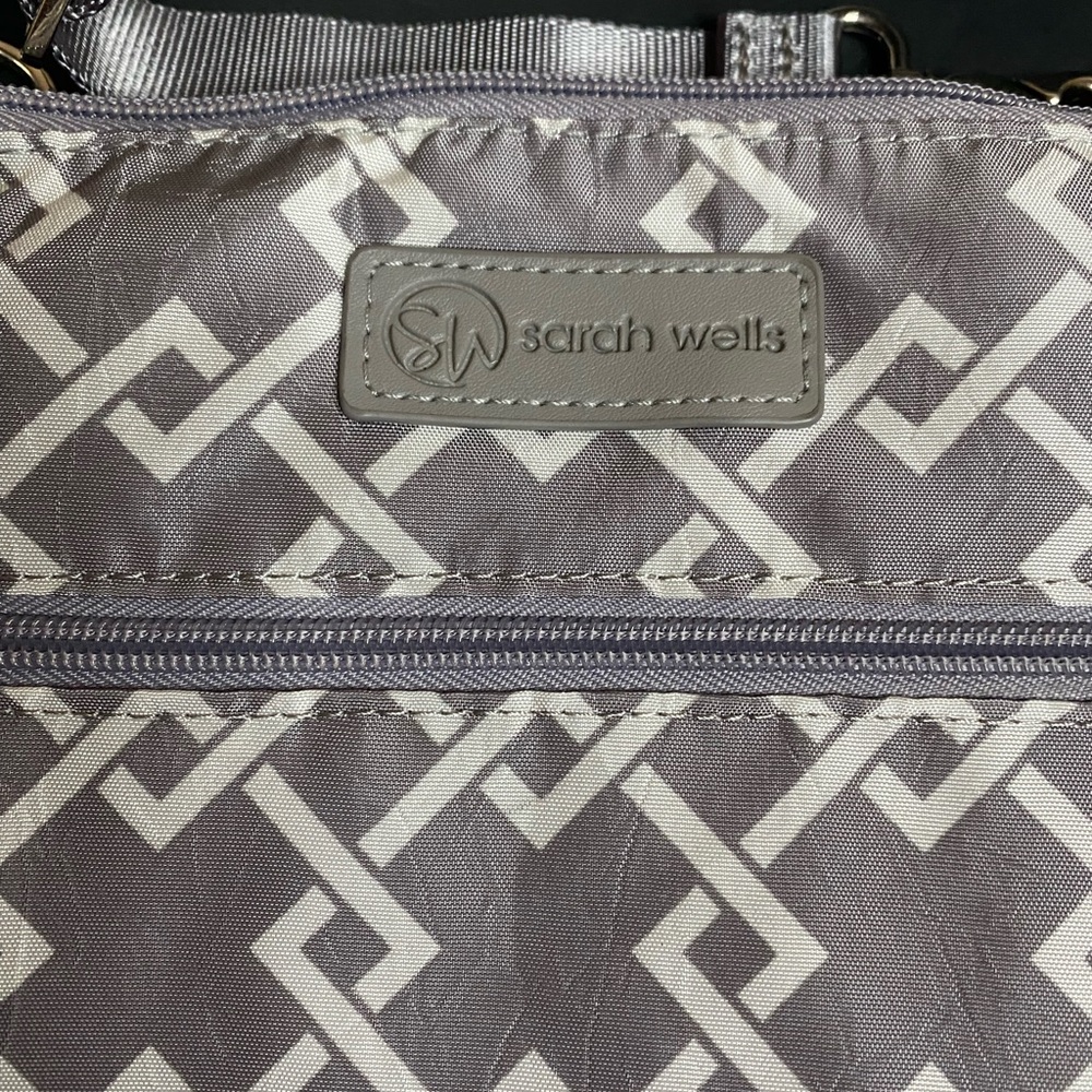 Sarah Wells MHeart Bag Gray Purple Crossbody Bag Zip Closure - Picture 2 of 7